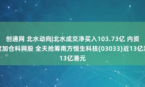 创通网 北水动向|北水成交净买入103.73亿 内资再度加仓科网股 全天抢筹南方恒生科技(03033)近13亿港元